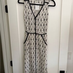 ALC Geometric Patterned Black and White Silk Dress